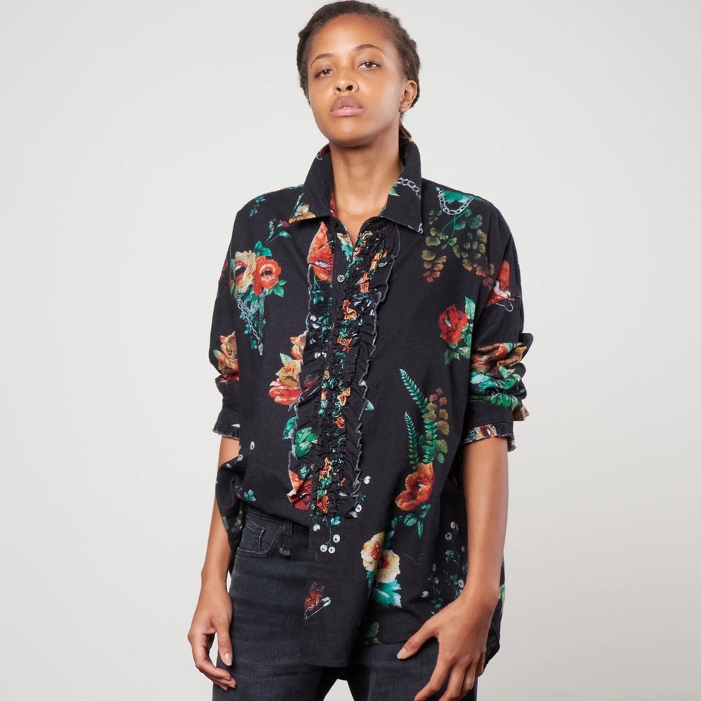 R13 Useless Treasures Ruffle Tuxedo Shirt